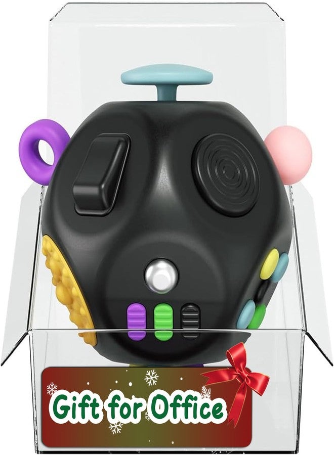 Evnojy Fidget Toys Fidget Blocks Fidget Pads Stress Fidget Block Twisty Fidget Toy Cube Anxiety Toy Infinite Cube for Adults (12 Sides Black) - Image 1